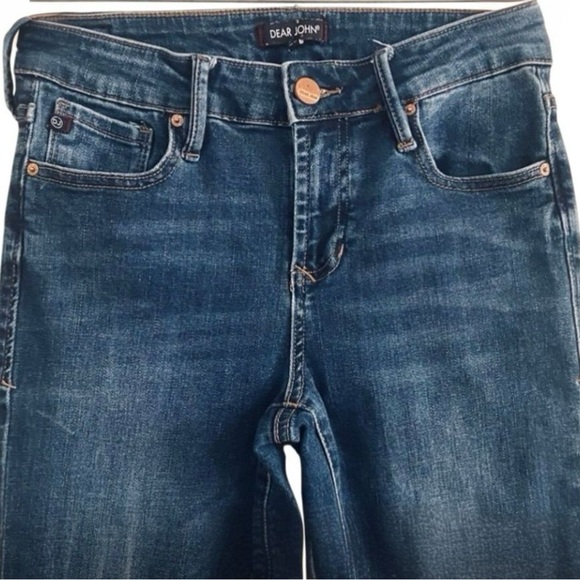 NWT DEAR JOHN “Gisele” High Waisted Skinny Jeans With Frayed Asymmetrical Hems - Picture 9 of 16